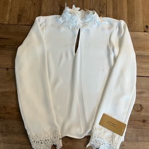 Zara Evening Collection Blouse with beautiful detailing on collar and sleeves.